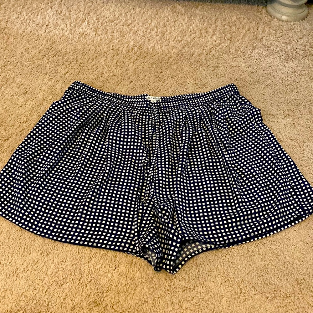 Navy and white flowy high waist shorts